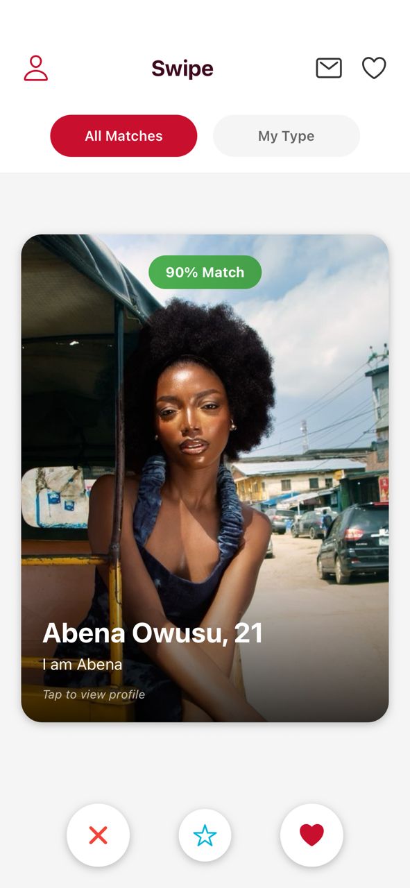 Swipe discover screen
