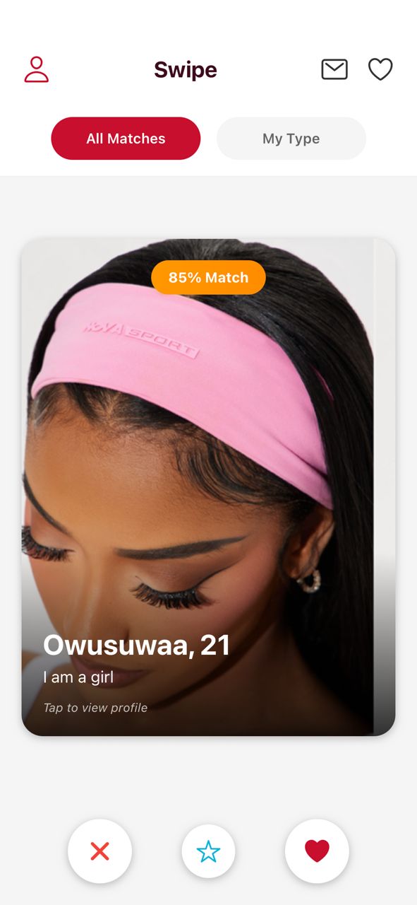 Swipe match screen